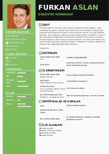 Endüstri Mühendisi CV Örnekleri cv indir